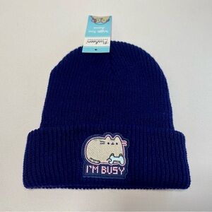 Pusheen Waffle Knit Beanie in Navy Blue
